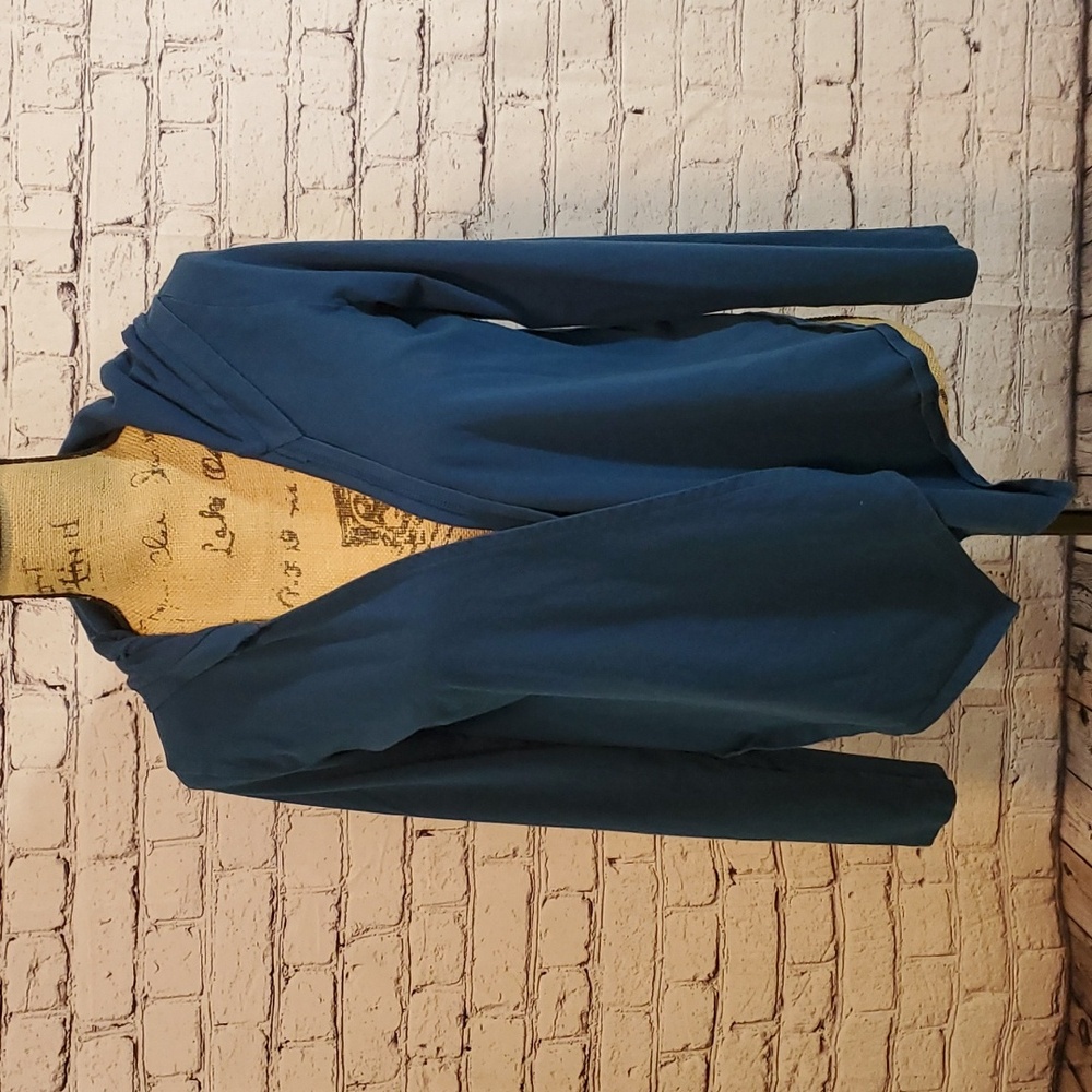 Express Cropped Hooded Cardigan/Jacket Dark Teal Blue Size M